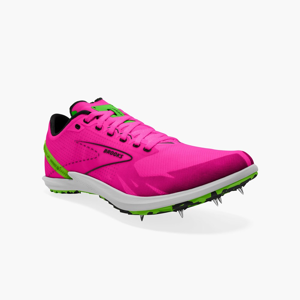 Chaussure d'Athlétisme Brooks Draft XC Cross Country with Spikes Rose Vert Noir Femme | WTP-1363683